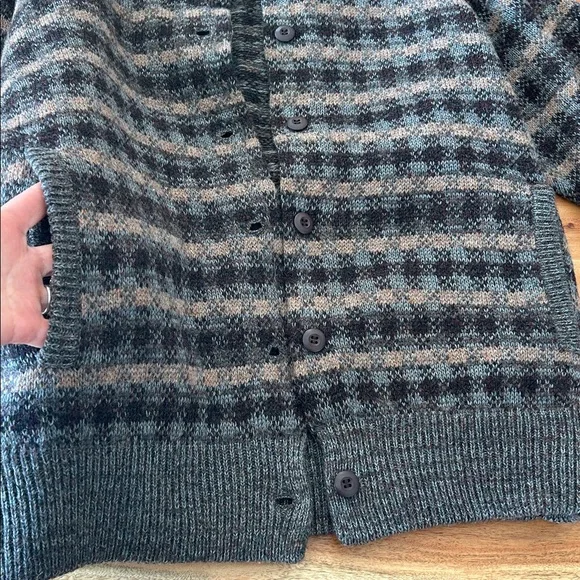 La Solino Vintage Shetland Wool Button Up Cardigan Sweater sz large - Picture 10 of 12